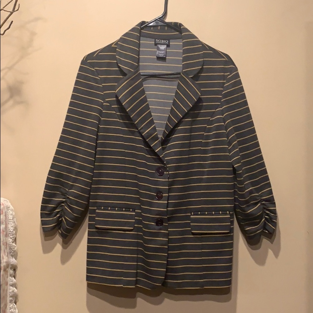 Soho Apparel  gray and yellow blazer